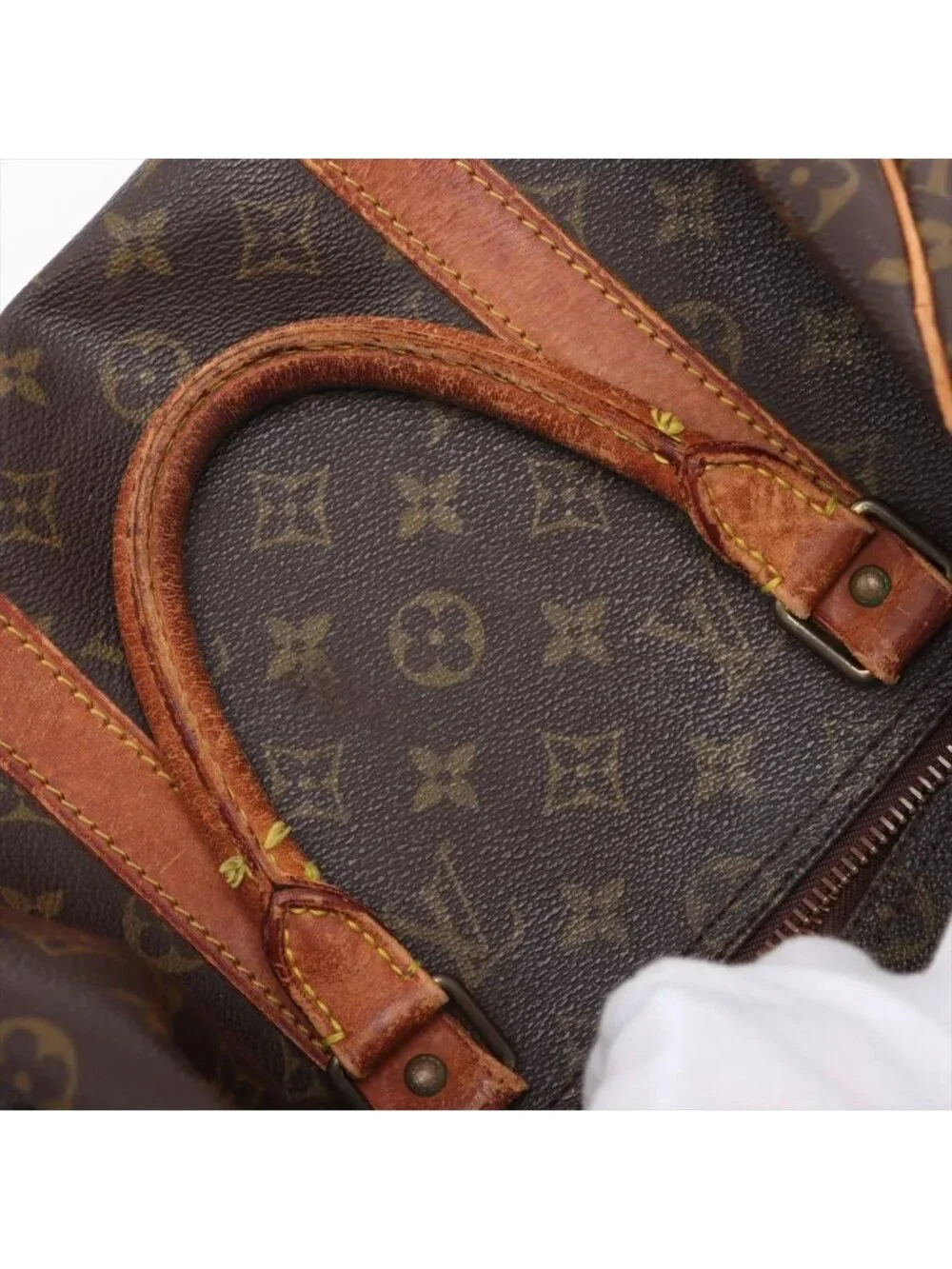 Louis Vuitton Monogram Keepall 50 Leather Boston Bag Tote Carry